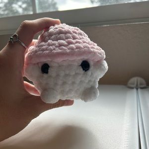 Crocheted baby mushrooms